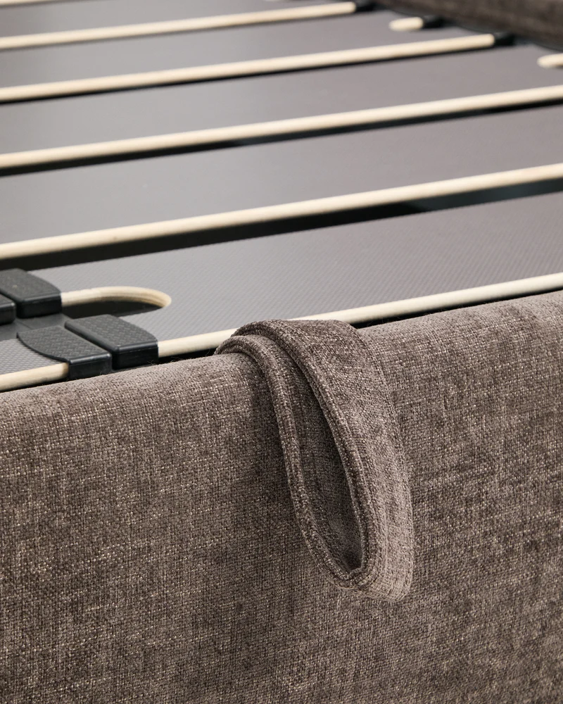 Dafra dark brown chenille removable-cover bed with ottoman base for a 180 x 200 cm mattress