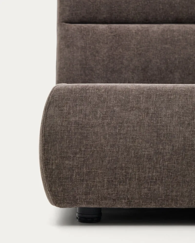 Dafra dark brown chenille removable-cover bed with ottoman base for a 180 x 200 cm mattress
