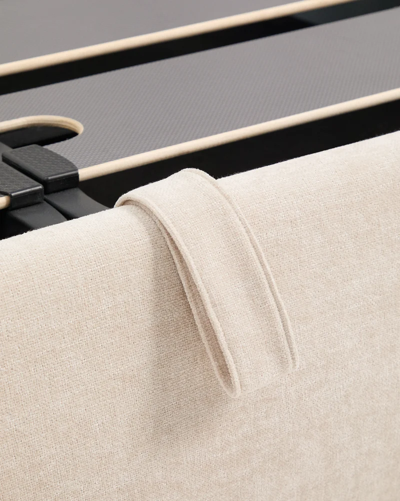 Dafra beige chenille removable-cover bed with ottoman base for 160 x 200 cm mattress