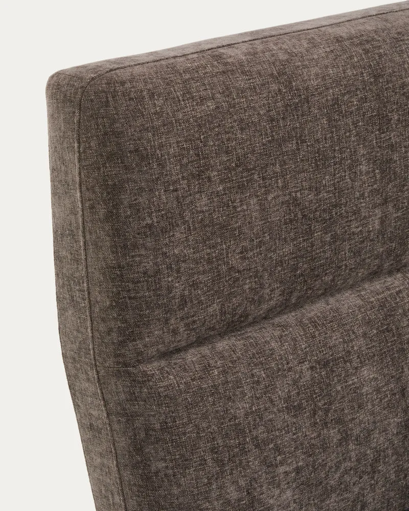 Dafra dark brown chenille removable-cover bed with ottoman base for a 160 x 200 cm mattress
