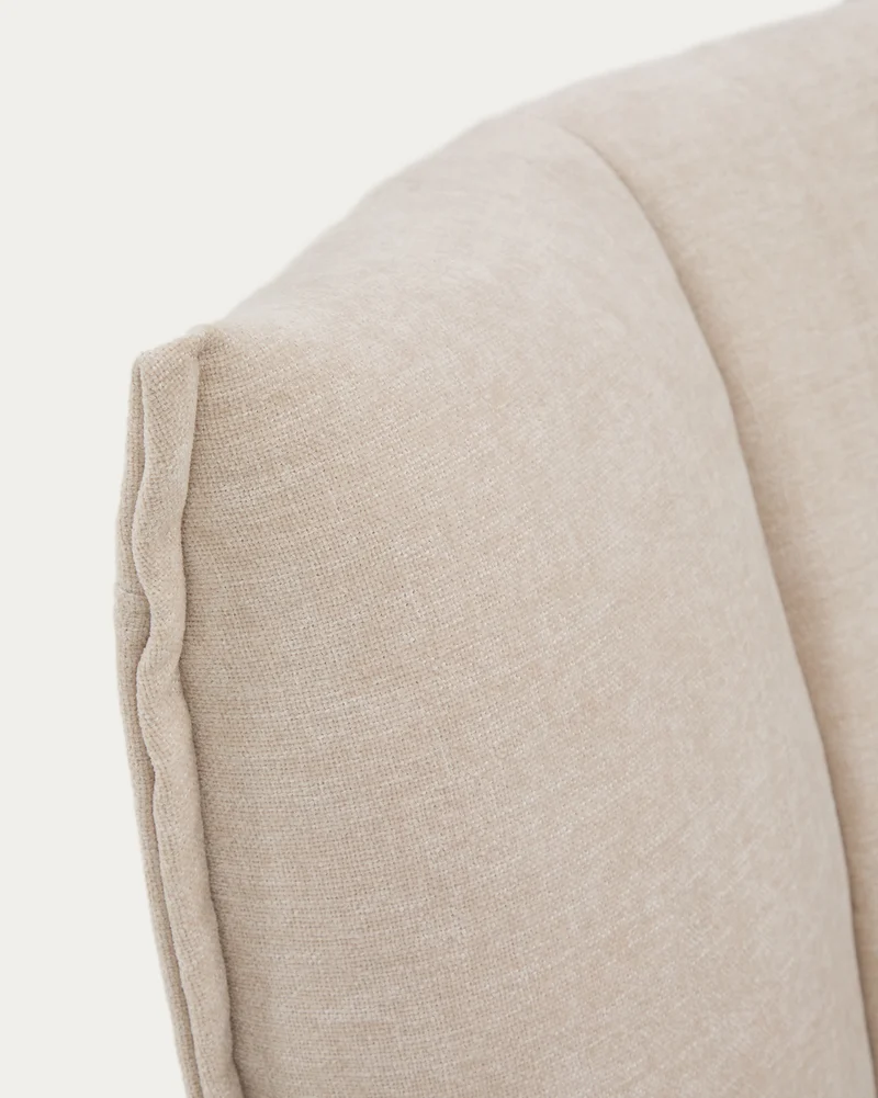 Arvian beige chenille removable-cover bed with ottoman base for a 180 x 200 cm mattress