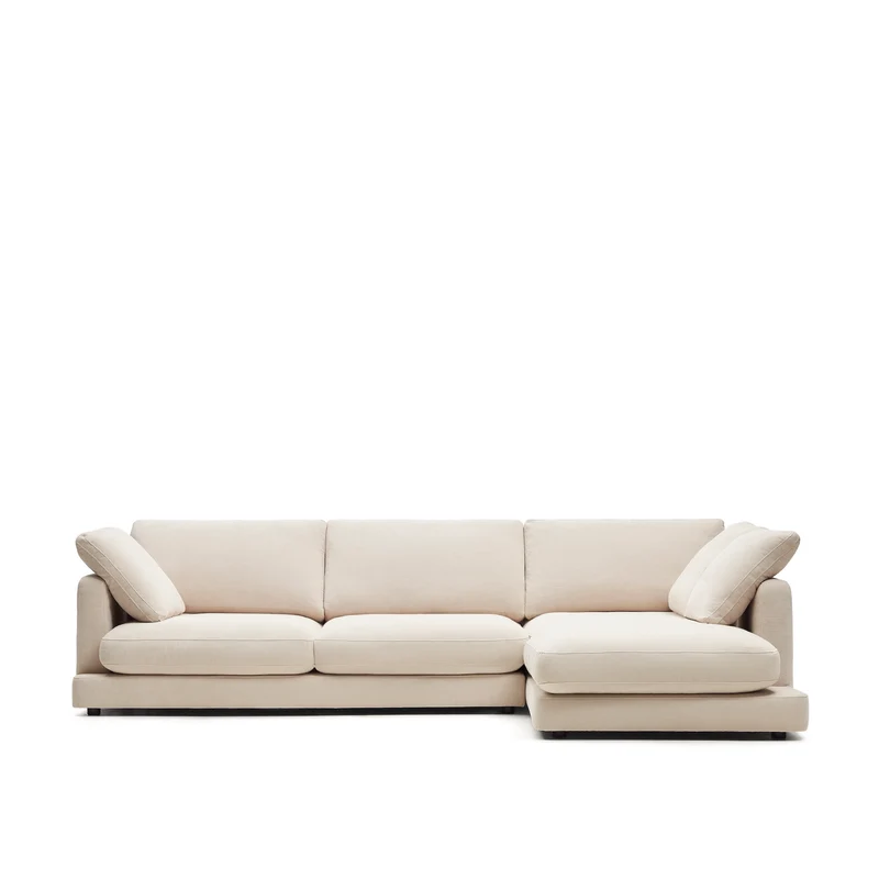 Gala 4-Seater with Chaise - Beige Chenille