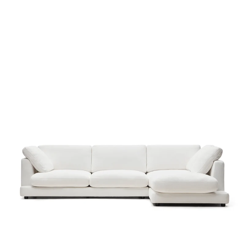 Gala 4-Seater with Chaise - White Chenille