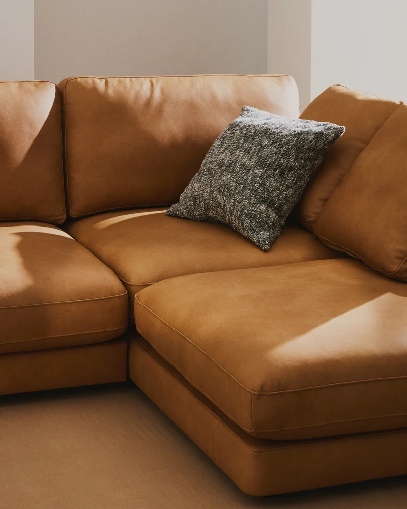 Gala 4-Seater with Chaise - Brown Leather