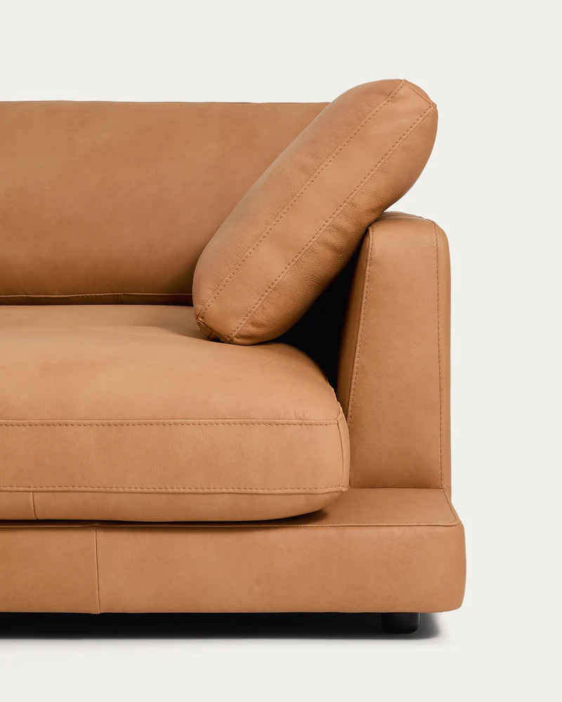 Gala 4-Seater with Chaise - Brown Leather