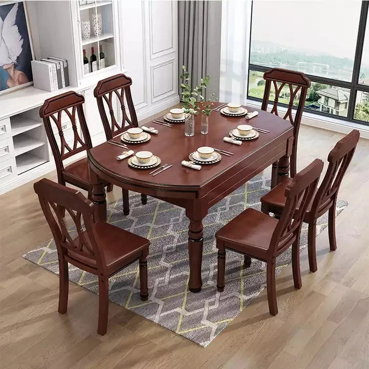 Ensemble de table de salle à manger carrée en bois massif 2 en 1