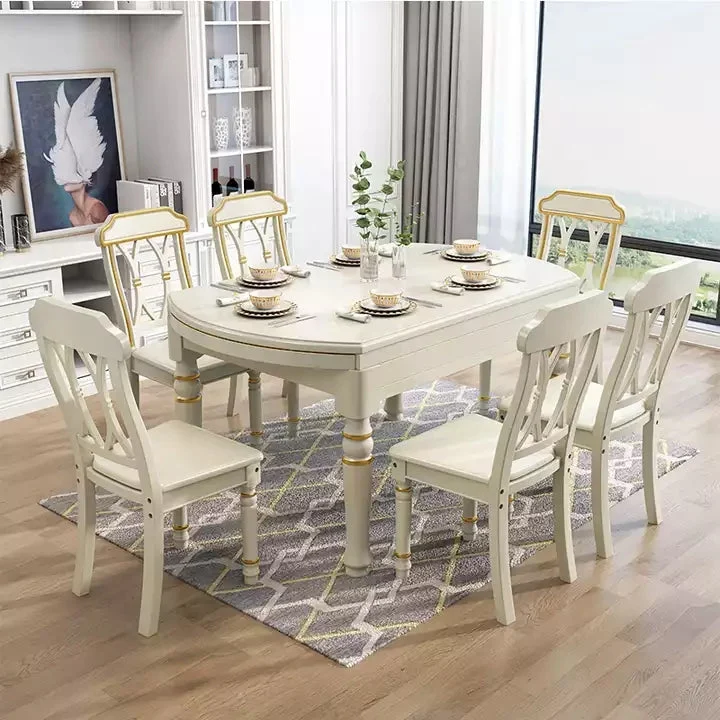 Ensemble de table de salle à manger carrée en bois massif 2 en 1