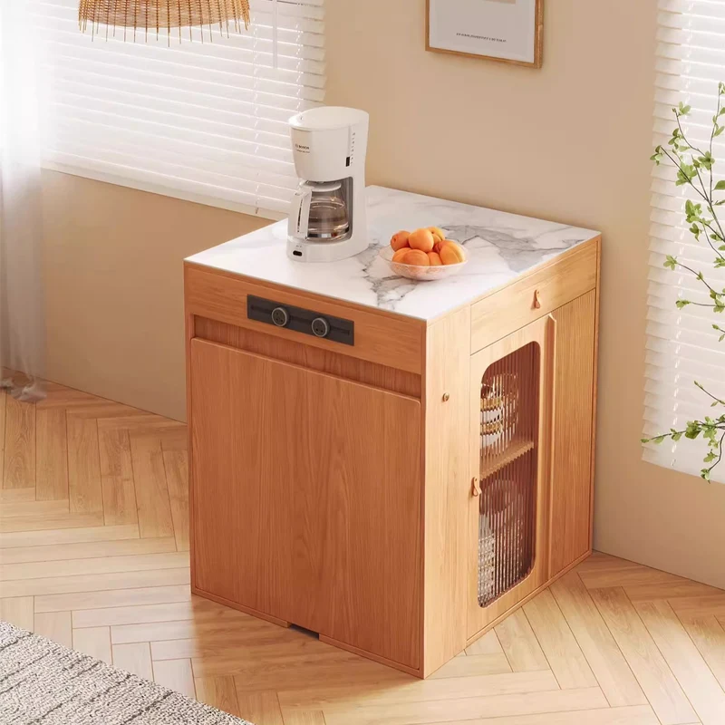 Table de salle à manger avec îlot de cuisine en bois massif peu encombrant