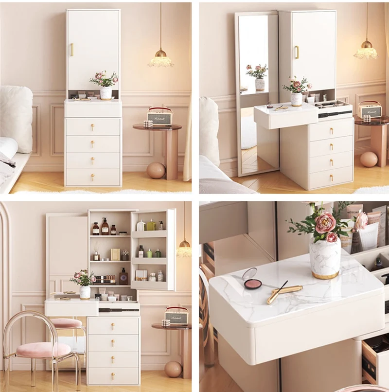 Coiffeuse nordique avec miroir intégral et tiroirs