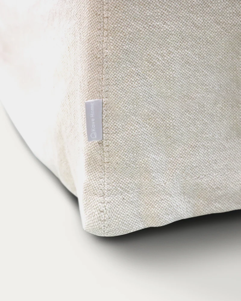 Zenira beige cotton and linen footrest cover 90 x 90cm