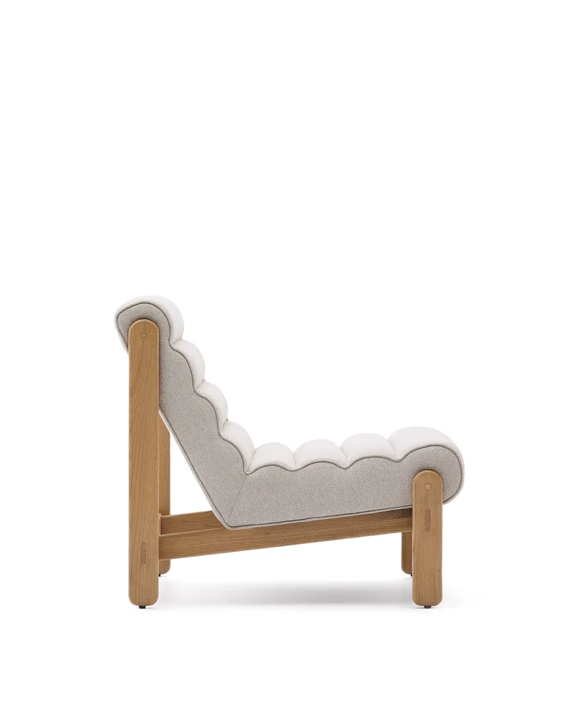 Magira beige armchair in solid oak wood with natural finish