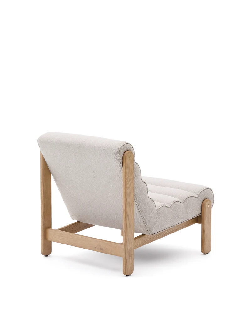 Magira beige armchair in solid oak wood with natural finish