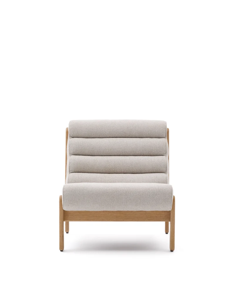 Magira beige armchair in solid oak wood with natural finish