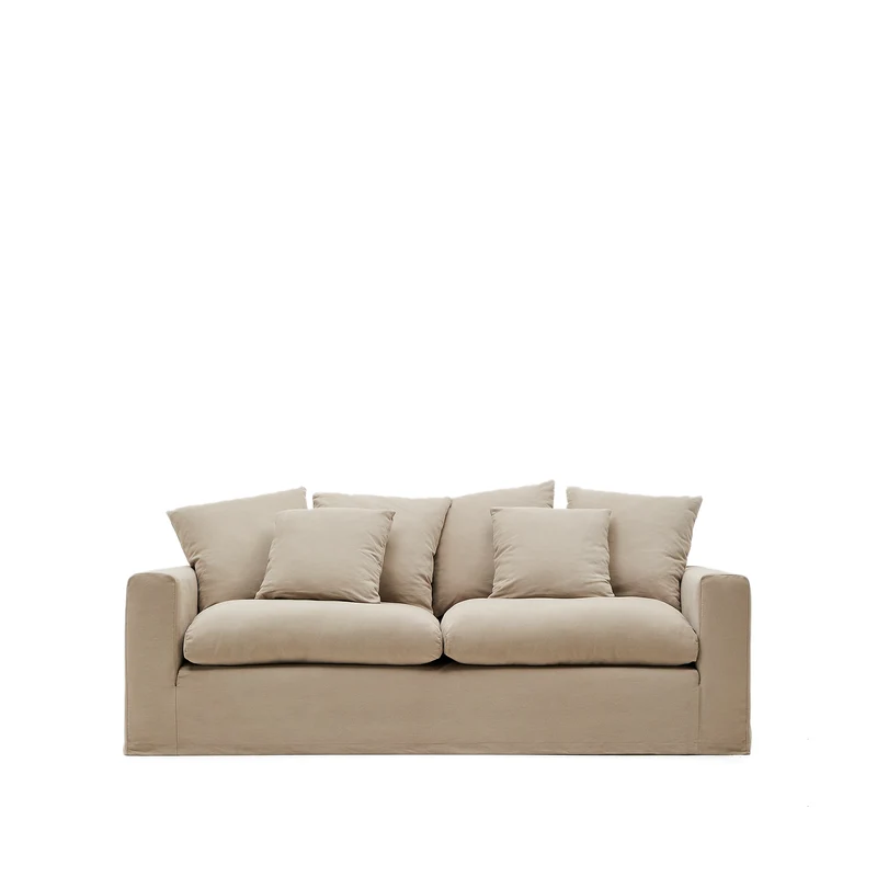 Nora 3-seater sofa cover in taupe linen and cotton