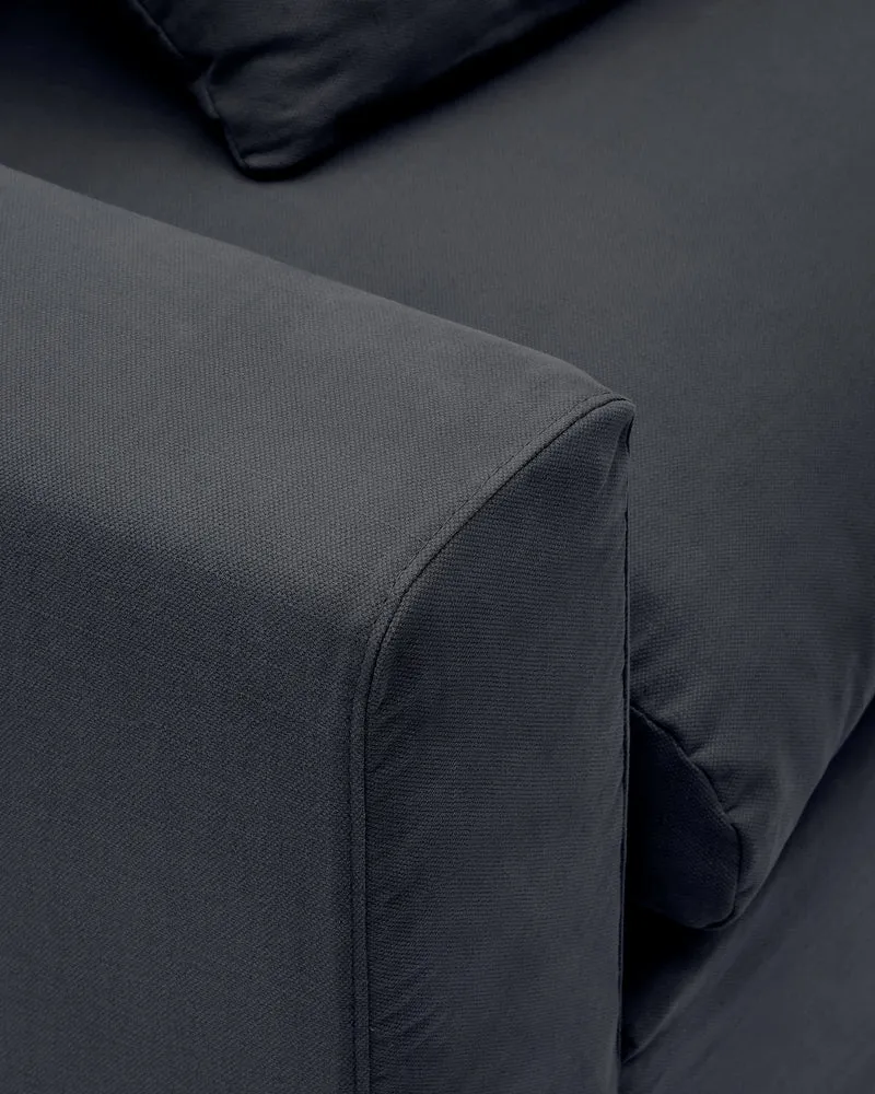 Nora 3-seater sofa cover in anthracite grey linen and cotton