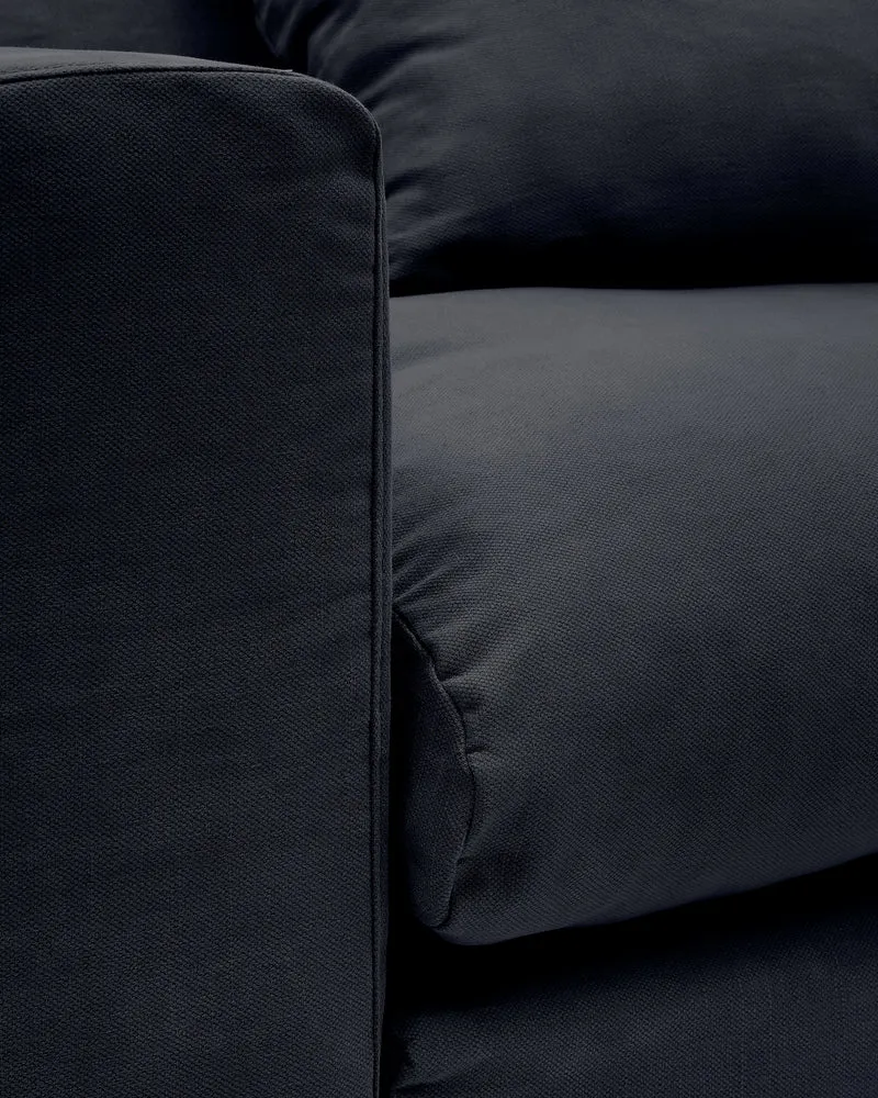 Nora 3-seater sofa cover in anthracite grey linen and cotton