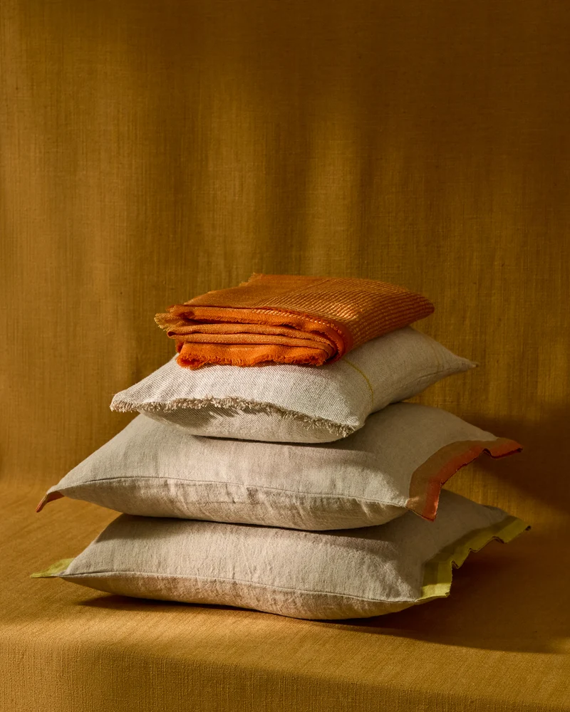 Disea cushion cover beige with yellow 45 x 45cm