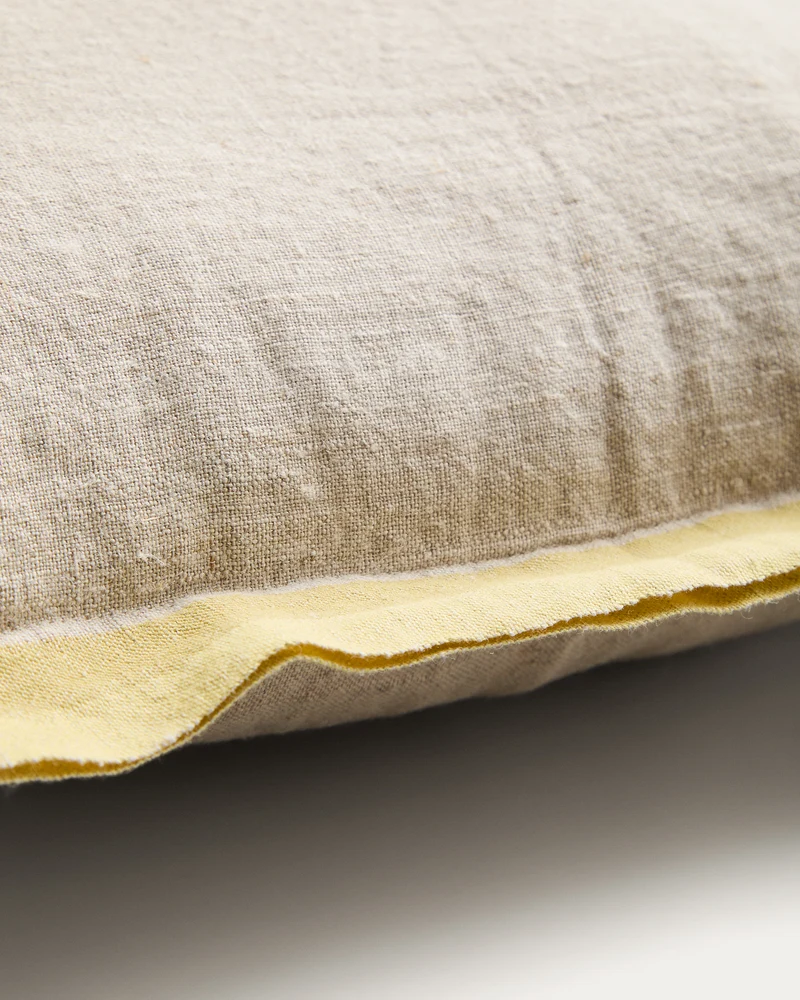 Disea cushion cover beige with yellow 45 x 45cm