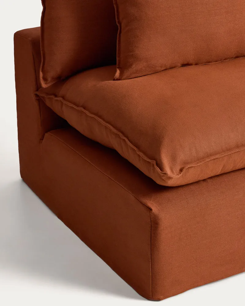 Anarela terracotta linen 4-seater modular corner sofa with removable cover 287 x 197cm / 197 x 287cm FSC Mix Credit