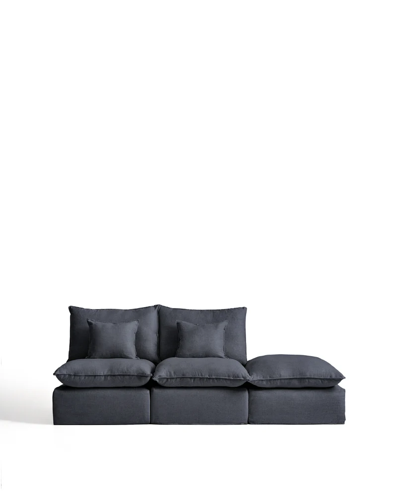 Anarela dark grey linen and viscose 2-seater modular sofa with end module and removable cover 270cm FSC Mix Credit