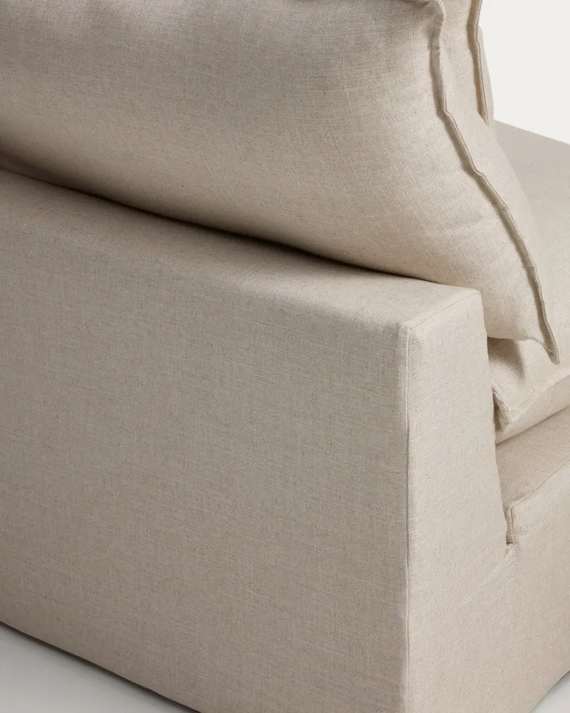 Anarela beige linen and viscose 2-seater modular sofa with end module and removable cover 270cm FSC Mix Credit