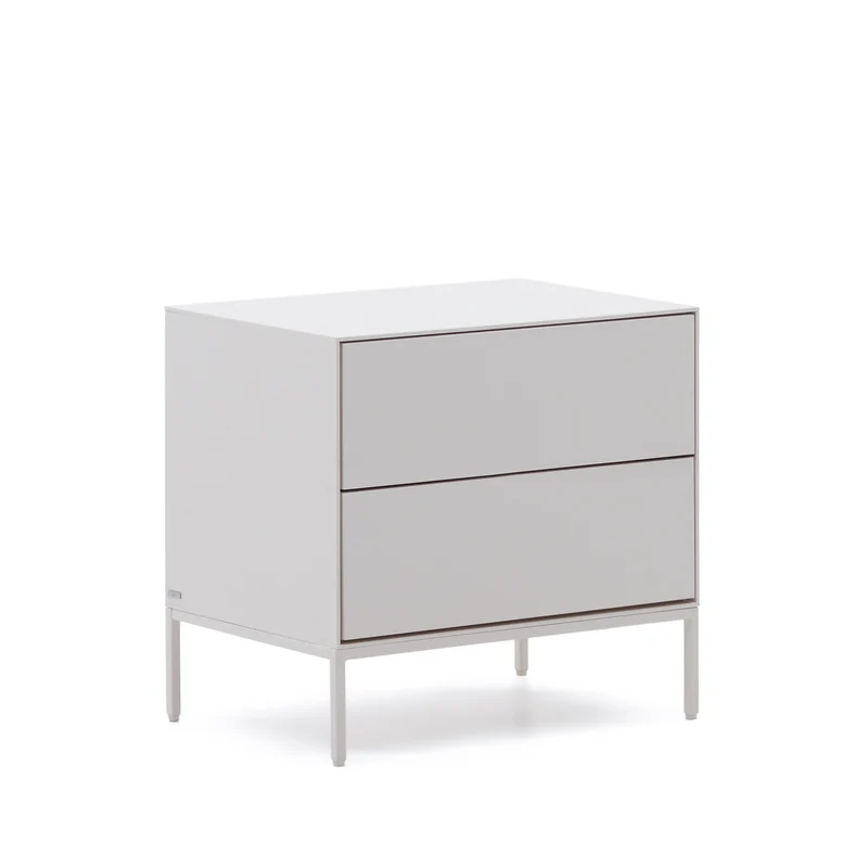 Vedrana two-drawer bedside table white lacquered MDF 60 x 55 cm