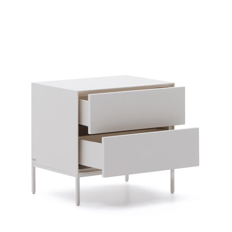 Vedrana two-drawer bedside table white lacquered MDF 60 x 55 cm