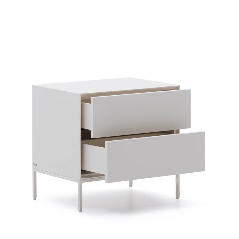 Vedrana two-drawer bedside table white lacquered MDF 60 x 55 cm
