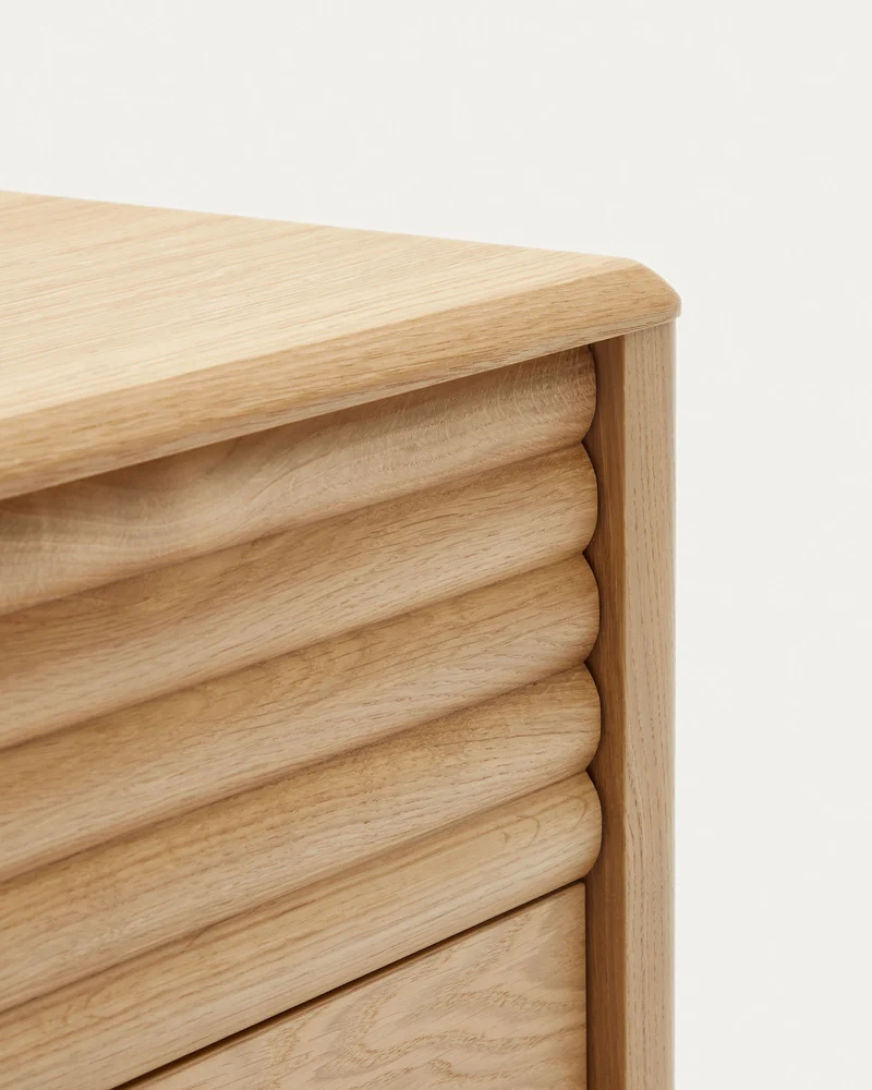 Lenon oak wood and veneer bedside table with 2 drawers, 50 x 55 cm FSC MIX Credit