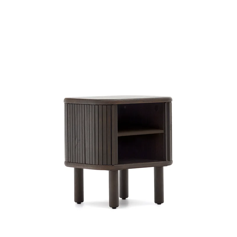 Mailen bedside table in ash veneer with a dark finish 50 x 55 cm