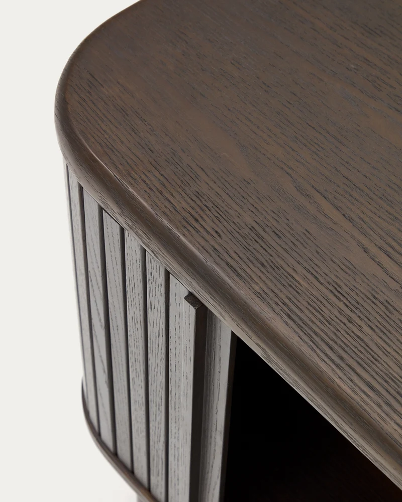 Mailen bedside table in ash veneer with a dark finish 50 x 55 cm
