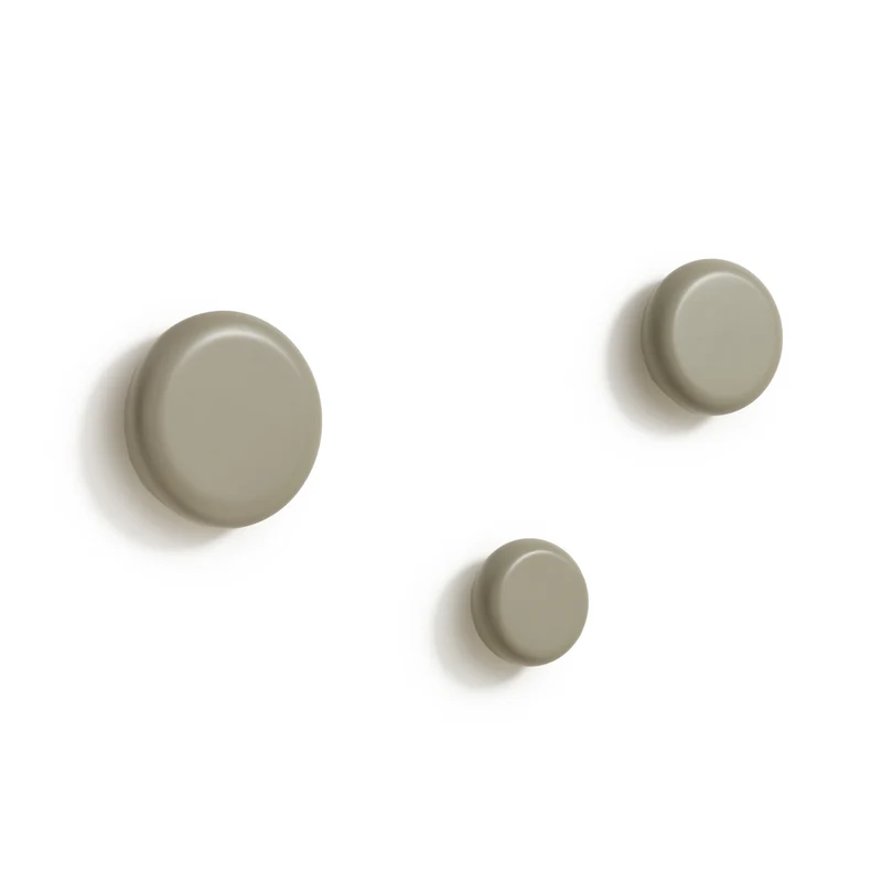 Nadue set of 3 solid beech wood wall hooks with a grey finish