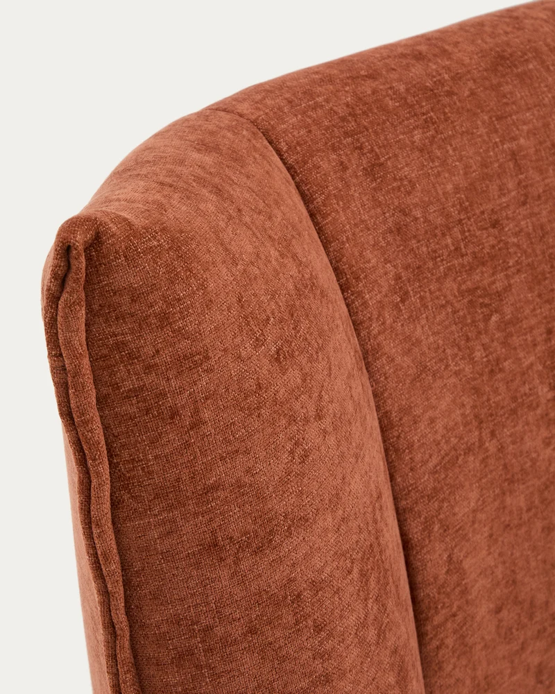 Arvian terracotta chenille removable-cover bed with ottoman base for a 160 x 200 cm mattress