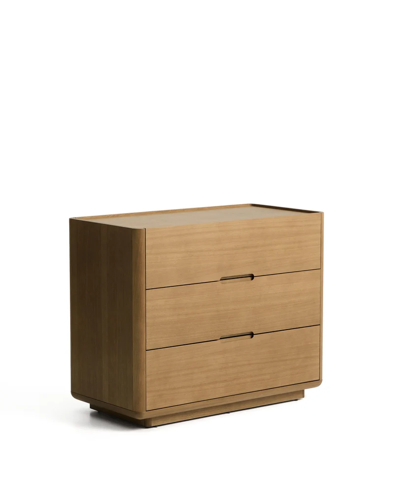Arelida chest of drawers made of oak veneer and solid oak wood with light brown finish 100 x 80 cm FSC Mix Credit