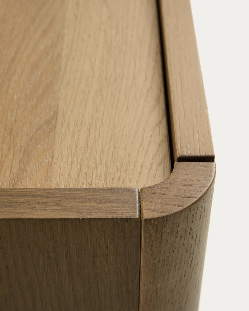 Arelida chest of drawers made of oak veneer and solid oak wood with light brown finish 100 x 80 cm FSC Mix Credit