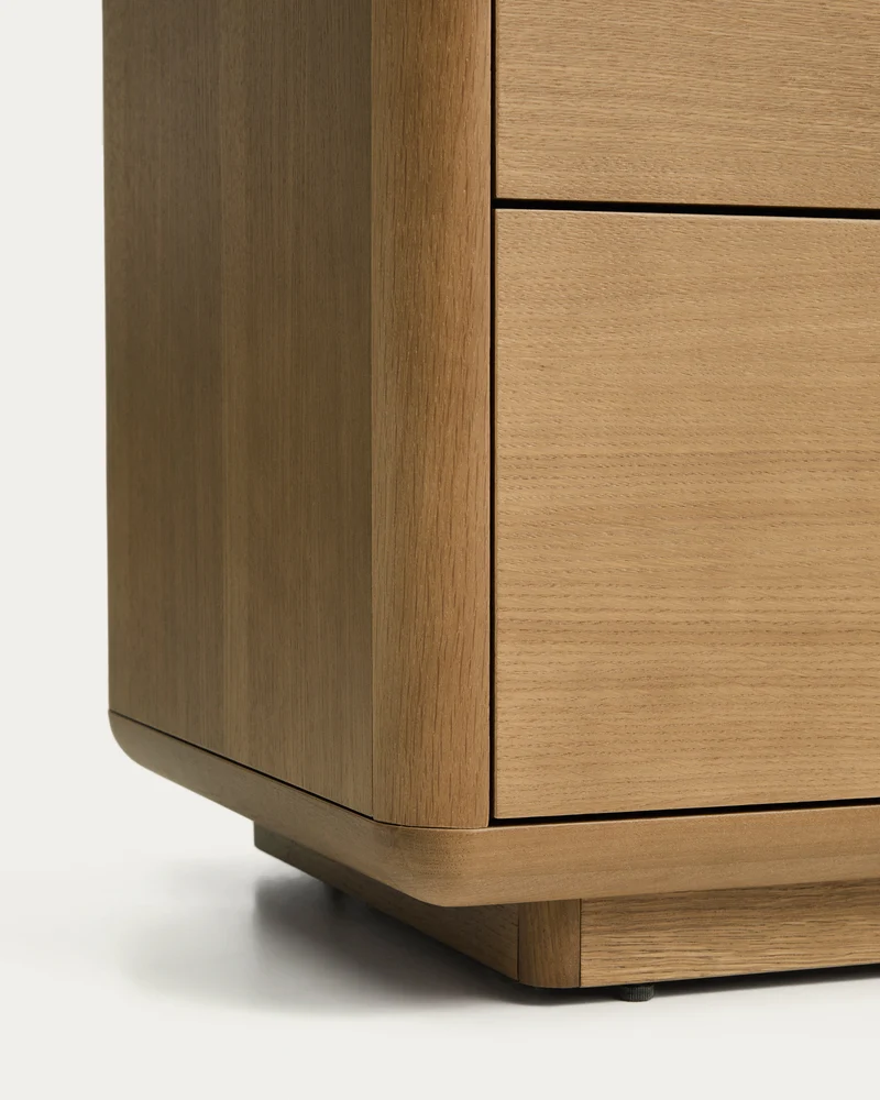 Arelida chest of drawers made of oak veneer and solid oak wood with light brown finish 100 x 80 cm FSC Mix Credit