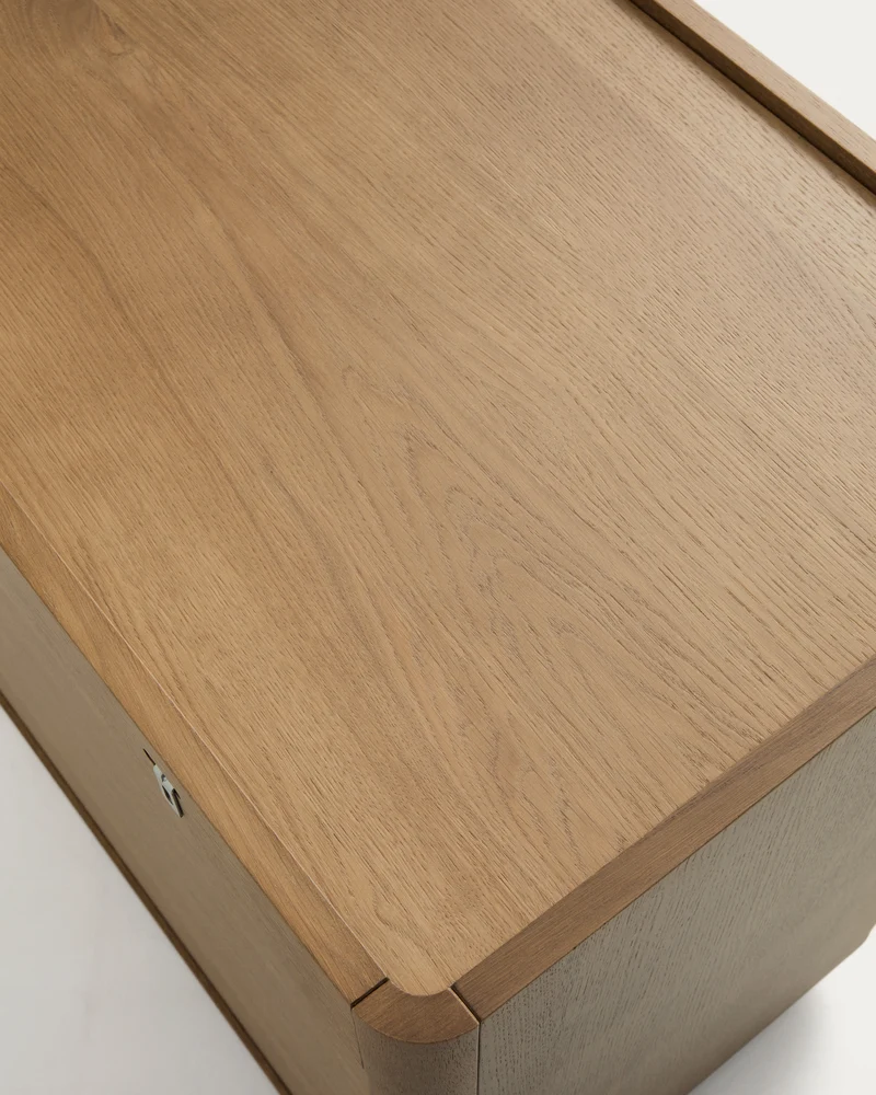 Arelida chest of drawers made of oak veneer and solid oak wood with light brown finish 100 x 80 cm FSC Mix Credit