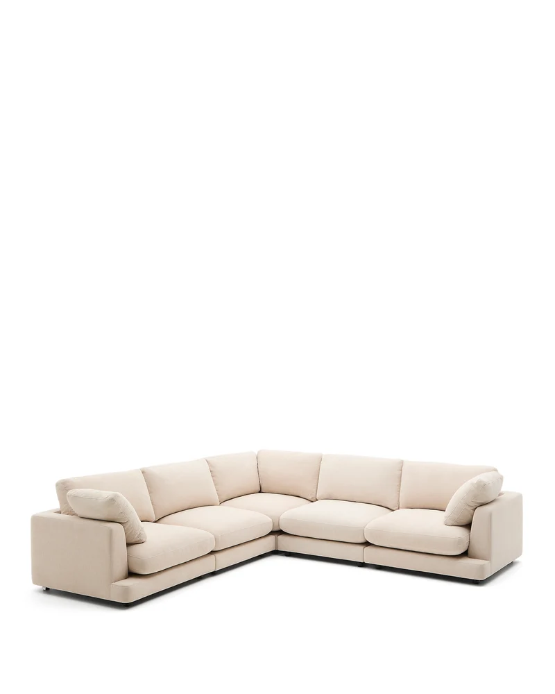 Gala 6-seater corner sofa - Beige Chenille