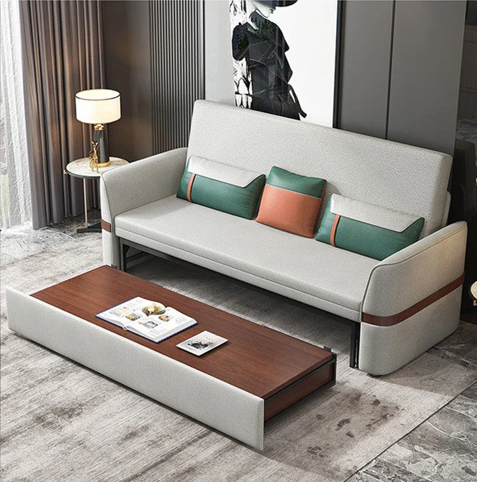 Canapé-lit multifonction avec table basse relevable électrique