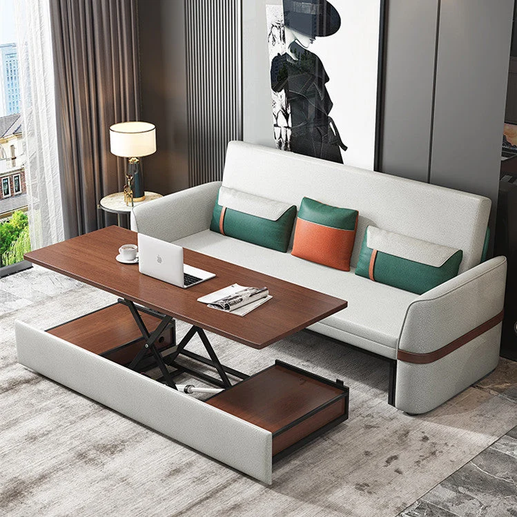 Canapé-lit multifonction avec table basse relevable électrique