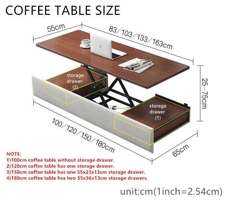 Canapé-lit multifonction avec table basse relevable électrique