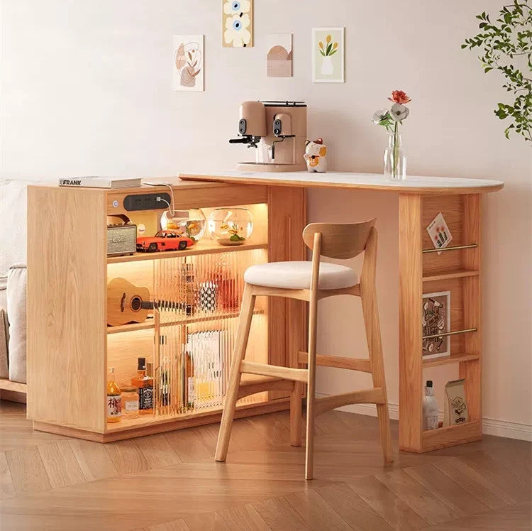 Table de bar rotative à 360 degrés avec armoire de rangement double face