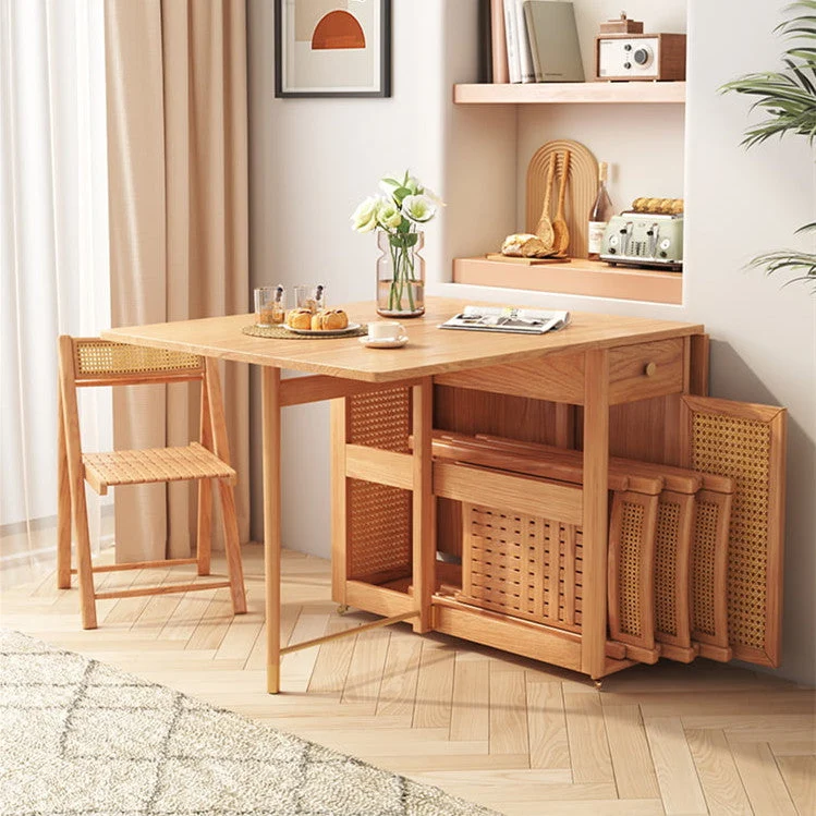 Table de salle à manger à double abattant avec 4 chaises pliables