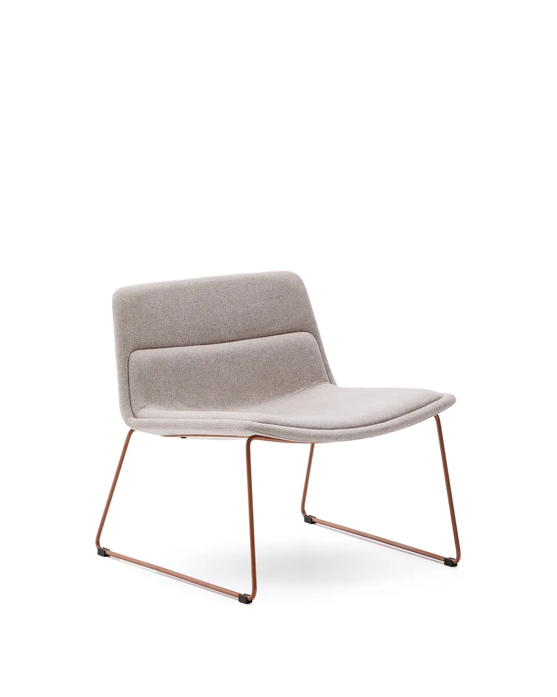 Zahara beige armchair with steel legs and terracotta finish