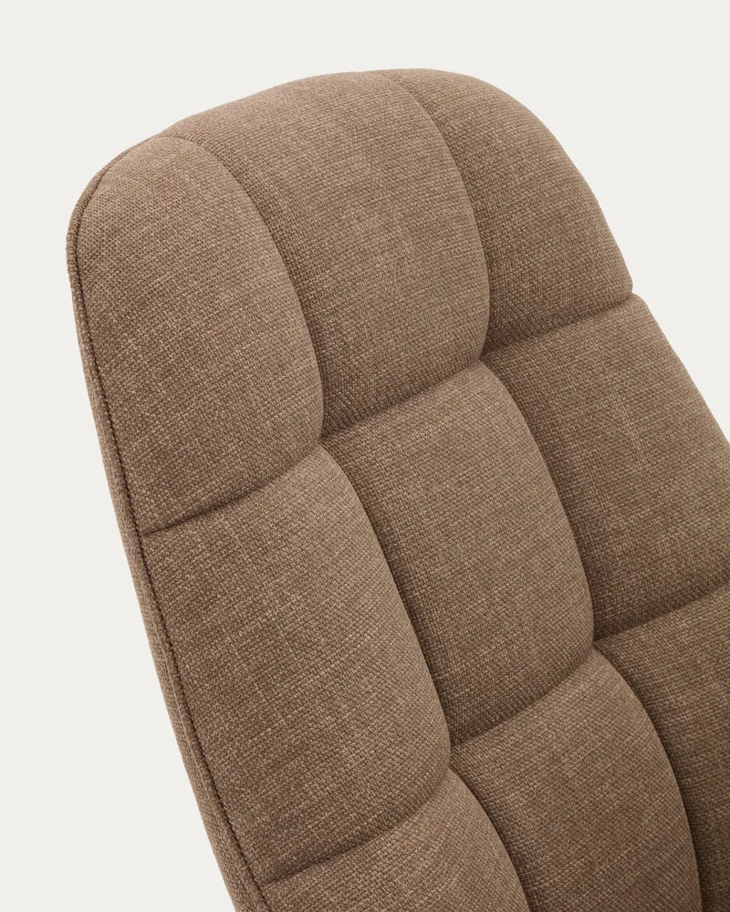 Jaspe light brown swivel armchair with grey-finished metal, FSC 100%