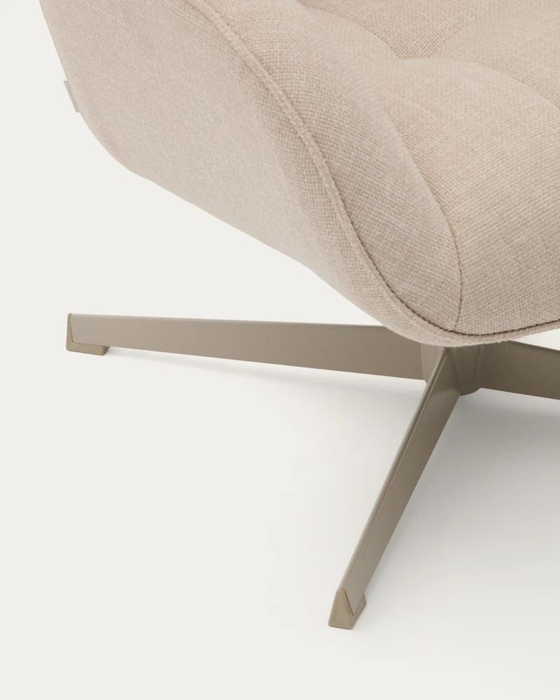Jaspe beige swivel armchair with grey-finished metal, FSC 100%