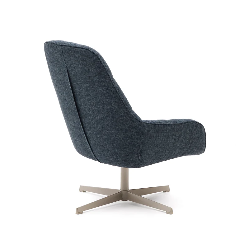 Jaspe blue swivel armchair with grey-finished metal, FSC 100%