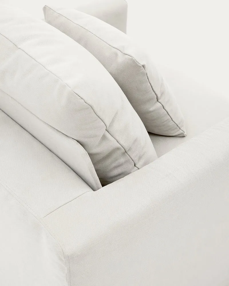 Nora armchair cover in ecru linen and cotton 92cm