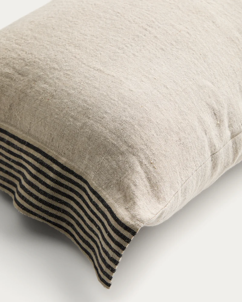Disea beige cushion cover with black striped detail 40 x 60 cm