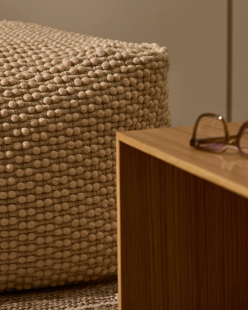 Mascarell pouffe in white, 60 x 60 cm